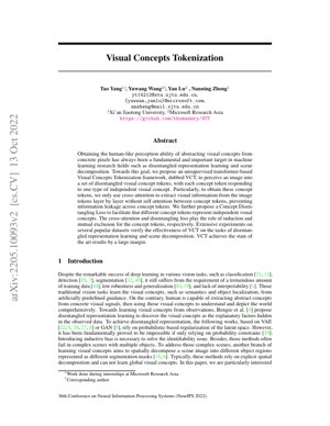 PDF Document Cover - Visual Concepts Tokenization: Unsupervised Transformer Framework for Disentangled Representation Learning